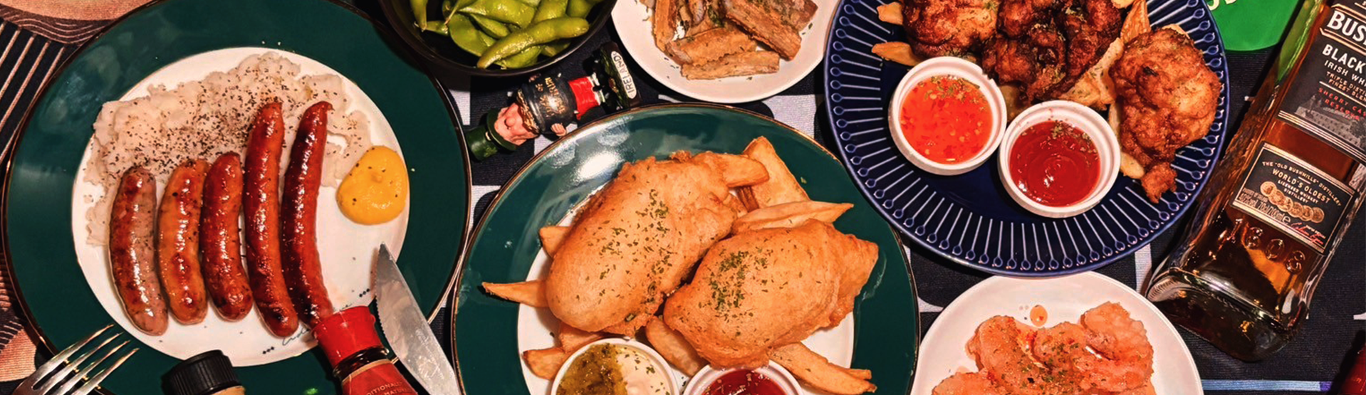 A variety of food and drink options